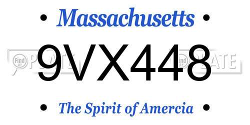 9VX448 Massachusetts License Plate
