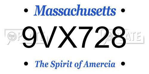 9VX728 Massachusetts License Plate