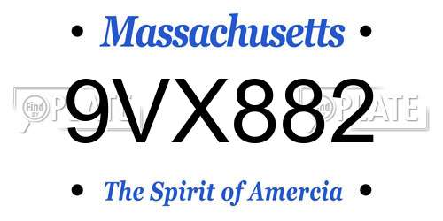 9VX882 Massachusetts License Plate