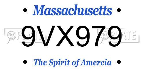 9VX979 Massachusetts License Plate