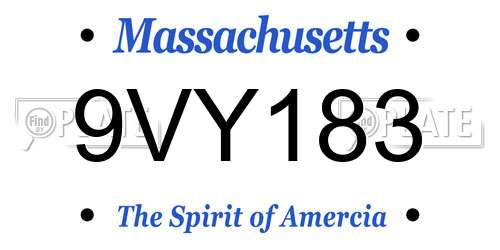 9VY183 Massachusetts License Plate