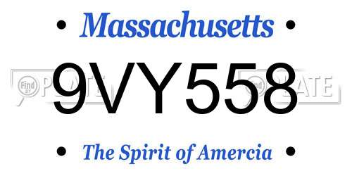 9VY558 Massachusetts License Plate