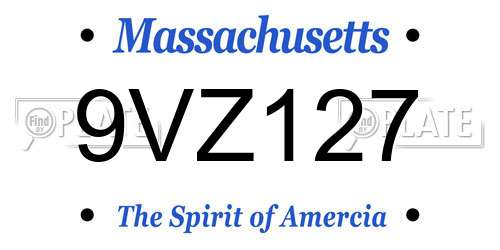 9VZ127 Massachusetts License Plate
