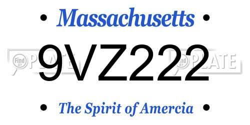 9VZ222 Massachusetts License Plate