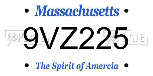 9VZ225 Massachusetts License Plate