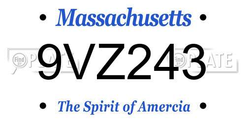 9VZ243 Massachusetts License Plate