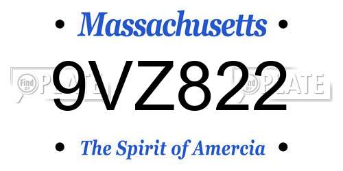 9VZ822 Massachusetts License Plate