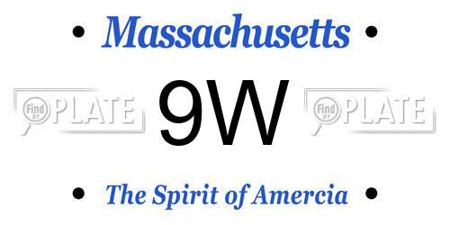 9W Massachusetts License Plate