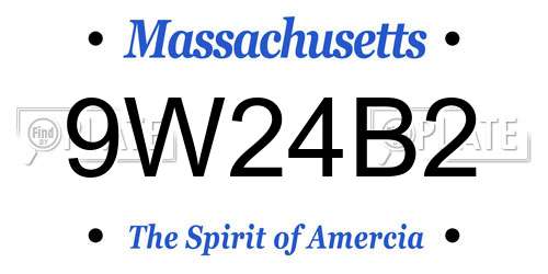 9W24B2 Massachusetts License Plate
