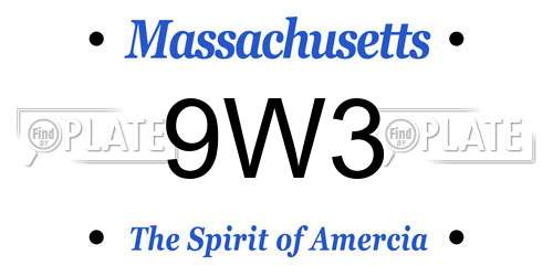 9W3 Massachusetts License Plate