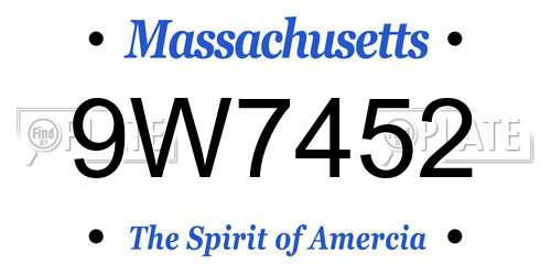 9W7452 Massachusetts License Plate