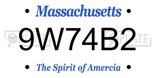 9W74B2 Massachusetts License Plate