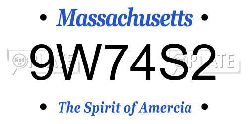 9W74S2 Massachusetts License Plate