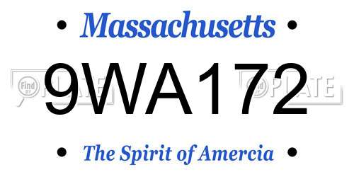 9WA172 Massachusetts License Plate