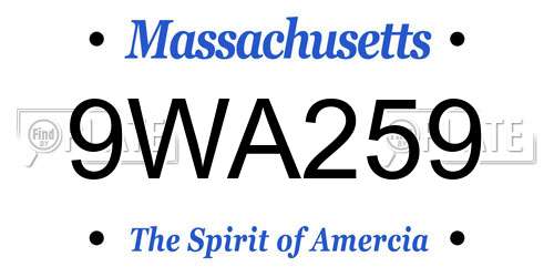 9WA259 Massachusetts License Plate