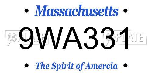 9WA331 Massachusetts License Plate