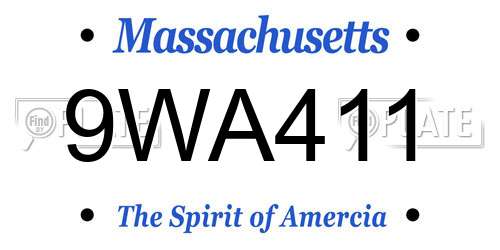 9WA411 Massachusetts License Plate