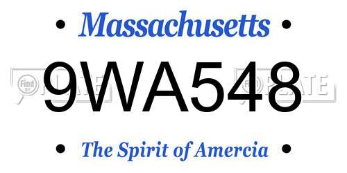 9WA548 Massachusetts License Plate