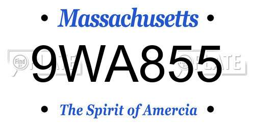 9WA855 Massachusetts License Plate