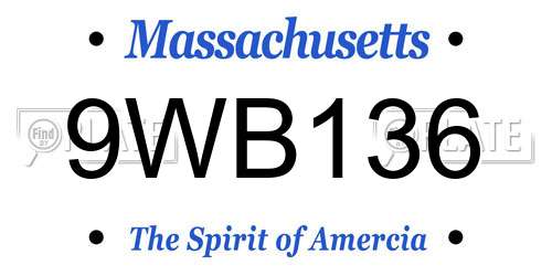 9WB136 Massachusetts License Plate