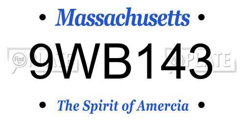 9WB143 Massachusetts License Plate