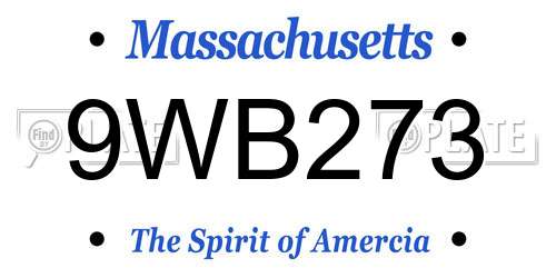 9WB273 Massachusetts License Plate