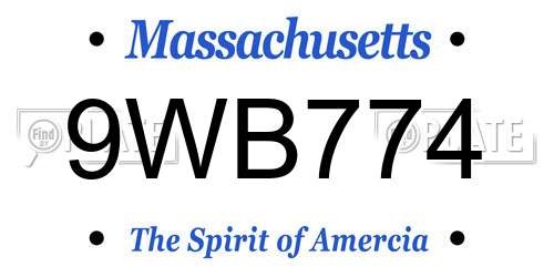 9WB774 Massachusetts License Plate