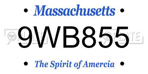 9WB855 Massachusetts License Plate