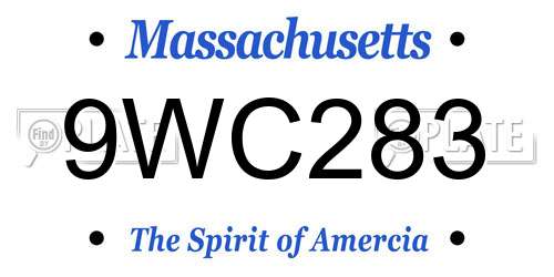 9WC283 Massachusetts License Plate