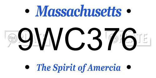 9WC376 Massachusetts License Plate