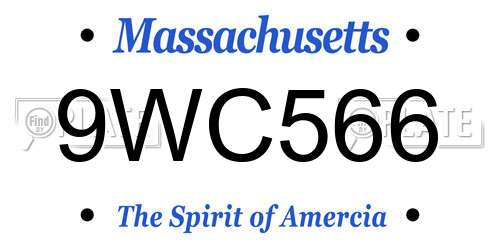 9WC566 Massachusetts License Plate