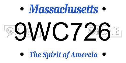 9WC726 Massachusetts License Plate