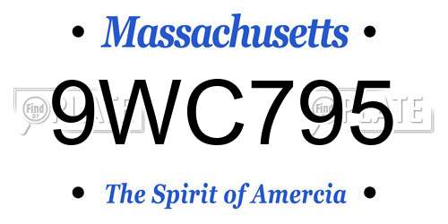 9WC795 Massachusetts License Plate