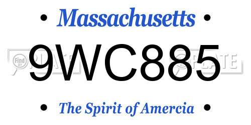 9WC885 Massachusetts License Plate