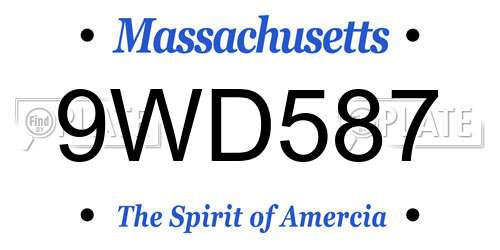 9WD587 Massachusetts License Plate