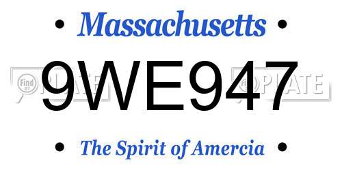9WE947 Massachusetts License Plate