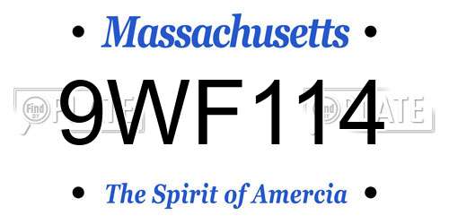 9WF114 Massachusetts License Plate