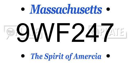 9WF247 Massachusetts License Plate