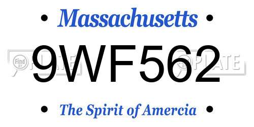 9WF562 Massachusetts License Plate