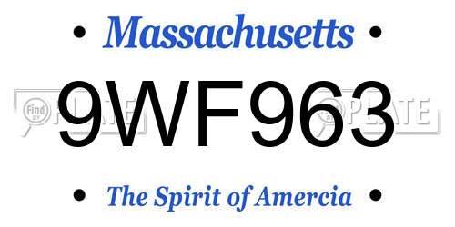 9WF963 Massachusetts License Plate