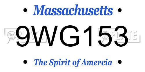 9WG153 Massachusetts License Plate