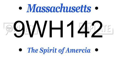 9WH142 Massachusetts License Plate