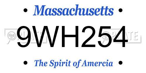 9WH254 Massachusetts License Plate