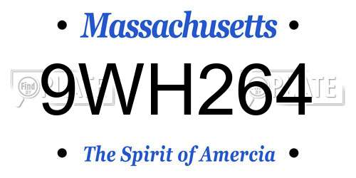 9WH264 Massachusetts License Plate