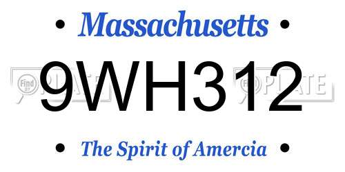 9WH312 Massachusetts License Plate