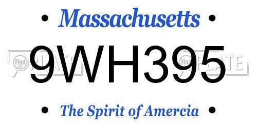 9WH395 Massachusetts License Plate