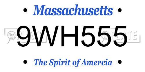 9WH555 Massachusetts License Plate