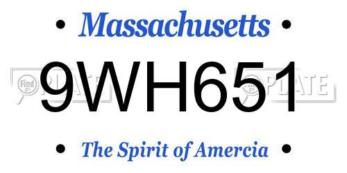 9WH651 Massachusetts License Plate