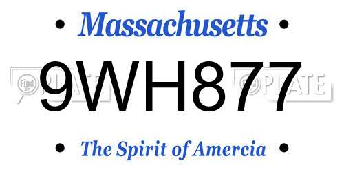 9WH877 Massachusetts License Plate