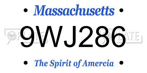 9WJ286 Massachusetts License Plate